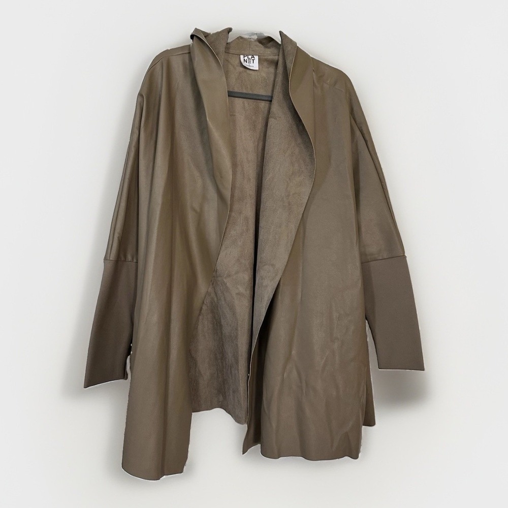 PLANET Grossman  Vegan Leather Opera Coat - Tan One Size